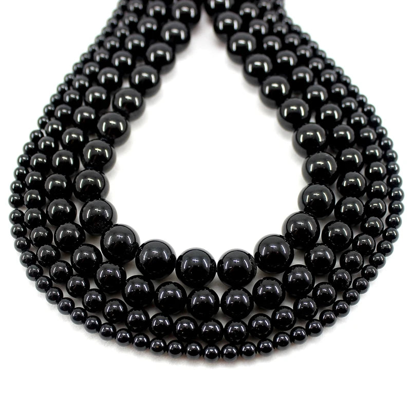 Natural Black Tourmaline AAA Quality Loose Stone Beads 4/6/8/10MM 15Inch For Jewerly DIY Making Bracelet Necklace