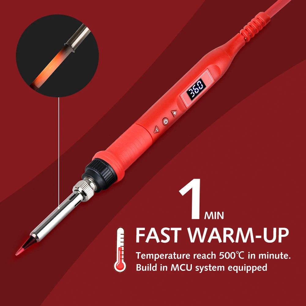 100W Digital Electric Soldering Iron Kit Set 110V/220V Temperature Adjustable Welding Tool Ceramic Heater Soldering Tips Rework