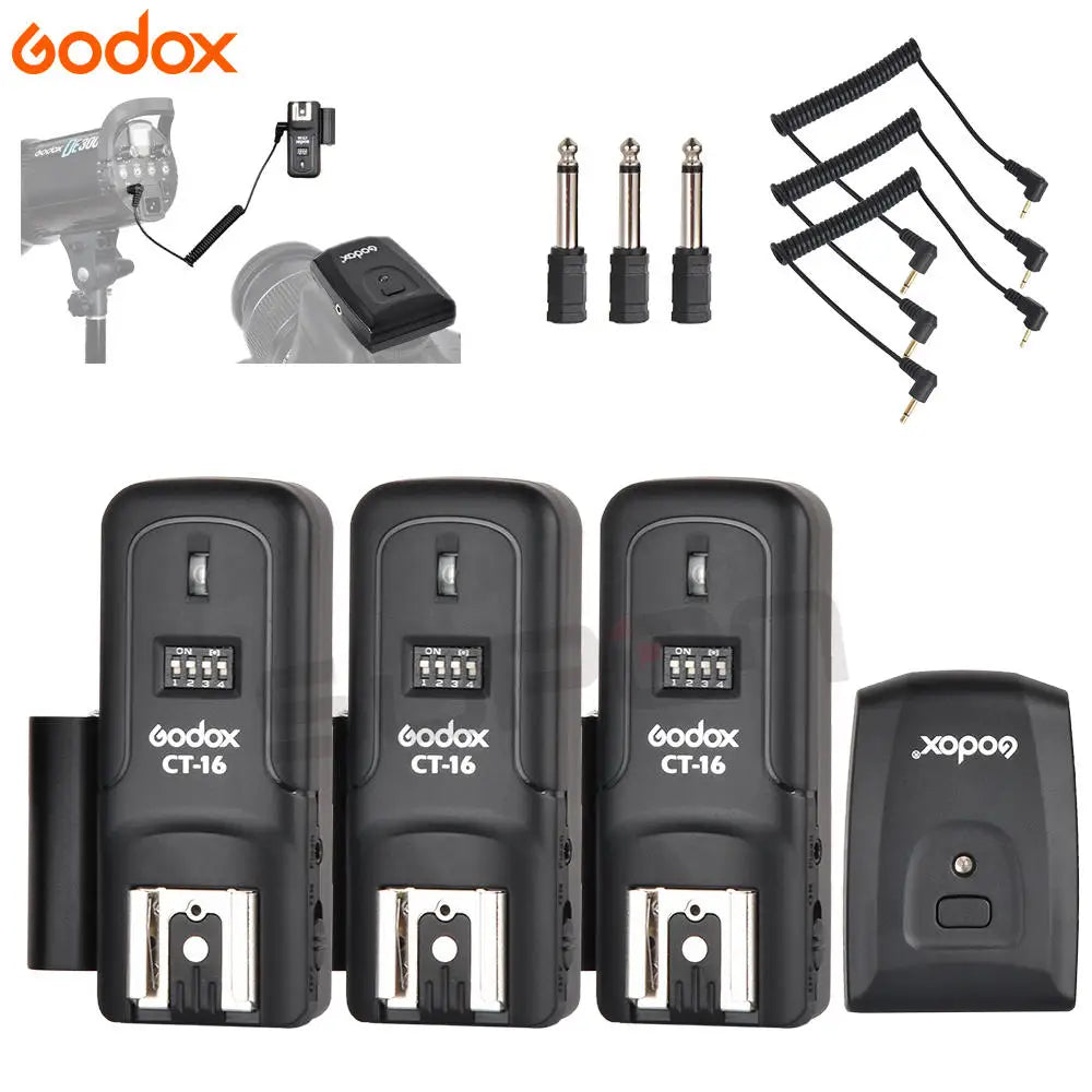 Godox CT-16 16 Channels Wireless Radio Flash Trigger Transmitter + Receiver Set for Canon Nikon Pentax Studio Speedlite Flash