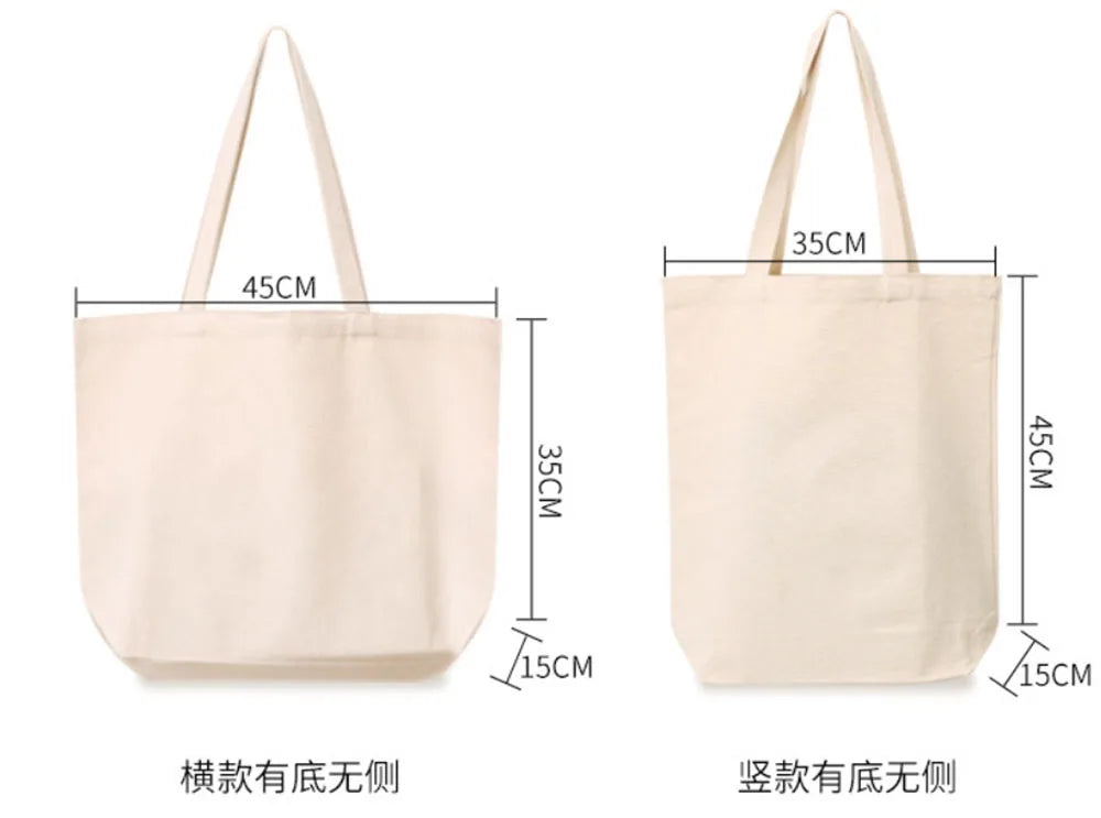 Canvas Cotton bag grocery handbag Foldable Fabric tote bag portable Storage organizer Shopping bag for woman Cloth organizer bag