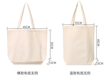 Canvas Cotton bag grocery handbag Foldable Fabric tote bag portable Storage organizer Shopping bag for woman Cloth organizer bag