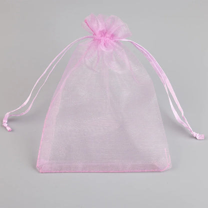 50/100pcs Colorful Organza Gift Bag 5x7 7x9 9x12 10x15 13x18cm Party Wedding Favors Candy Jewelry Packaging Drawstring pouches