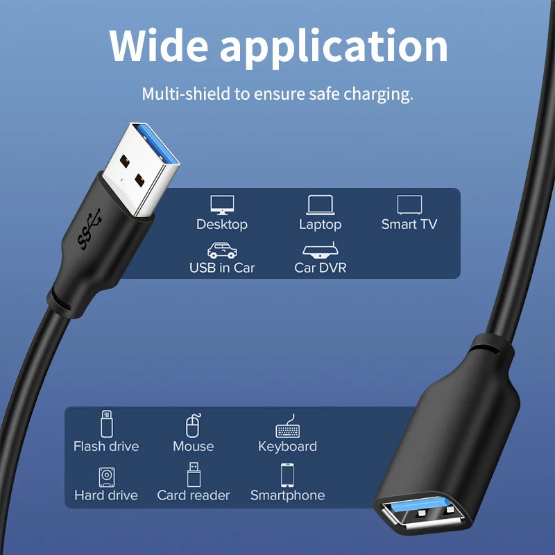 CABLETIME Przedłużacz USB USB 3.0 M/F 5 Gb/s do TV Smart PS4 X box SSD Przedłużacz USB Kabel do transmisji danych C267