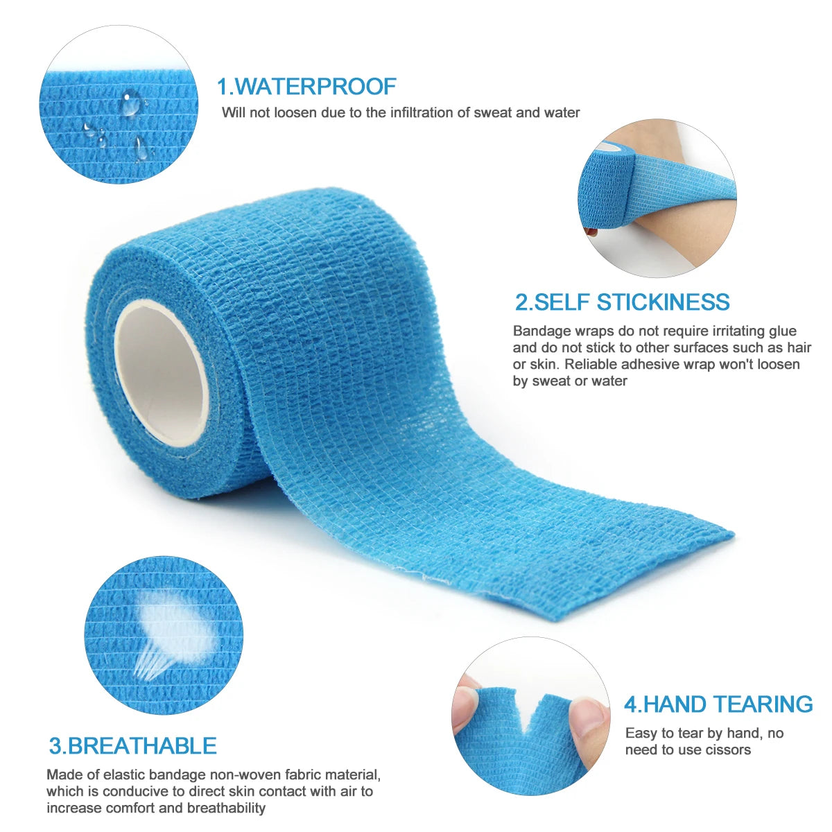 24 Pieces Self Adhesive Bandage Wrap Breathable Vet Wrap Cohesive Bandage First Aid for Pets Athletic Elastic Self Adherent Wrap