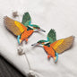 Phenix Birds Azure Blue Pink Gold Embroidered Appliques Iron-On Patches Pair
