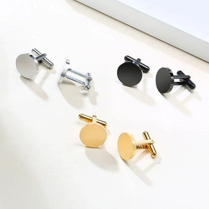 Vnox Customized Engrave Men's Cufflinks Geometric Stainless Steel Metal Cuff Links Personalized Gents Sleeve Nail Gift for Him