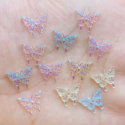 100Pcs New Cute Mini Shiny Little Butterfly Resin Figurine Crafts Flatback Cabochon Ornament Jewelry Making Hairwear Accessories