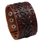 KOTik 2024 New Fashion Genuine Leather Wide Cuff Bangles Punk Vintage Three Layers Wide Black Brown Men Jewelry Bracelets