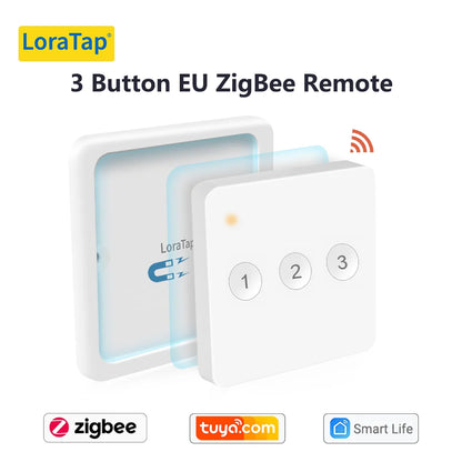 LoraTap ZigBee 3.0 Wireless 14 EU US Push Button Remote Tuya Scene Automation Control Switch Smart Life App Hub Need