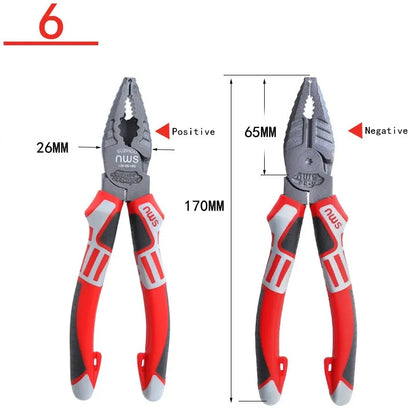 6''/7''/8”Multifunctional Wire Cutter German Electrician's Pliers Thickened Clamp Head Chrome Vanadium Steel Electrician Tools