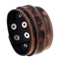 KOTik 2024 New Fashion Genuine Leather Wide Cuff Bangles Punk Vintage Three Layers Wide Black Brown Men Jewelry Bracelets