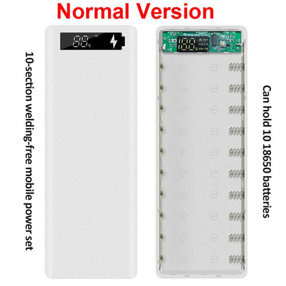 Welding Free 10*18650 Battery Storage Box 2 USB Power Bank Case 5/12V DIY Shell 18650 Battery Holder Case PD QC 3.0 Quick Charge