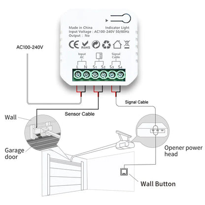 Smart Life ZigBee Garage Door Opener Controller App Remote Control Works with Tuya Alexa Google Home Zigbee2MQTT Gateway Needed