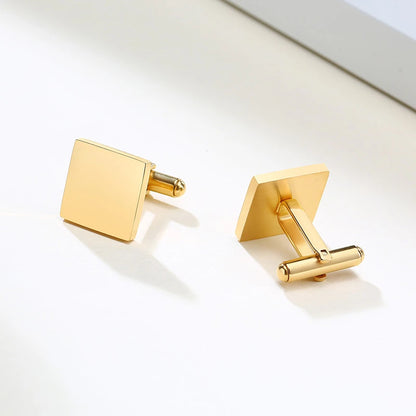 Vnox Customized Engrave Men's Cufflinks Geometric Stainless Steel Metal Cuff Links Personalized Gents Sleeve Nail Gift for Him