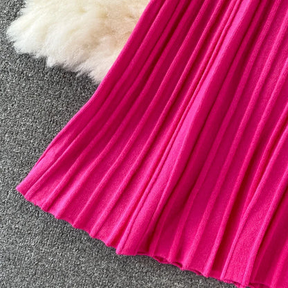 SINGREINY Women Pleated Knitted Dress Turtleneck Long Sleeve Elastic Slim Pencil Dress Autumn Winter Sexy Bodycon Sweater Dress