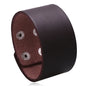 KOTik 2024 New Fashion Genuine Leather Wide Cuff Bangles Punk Vintage Three Layers Wide Black Brown Men Jewelry Bracelets
