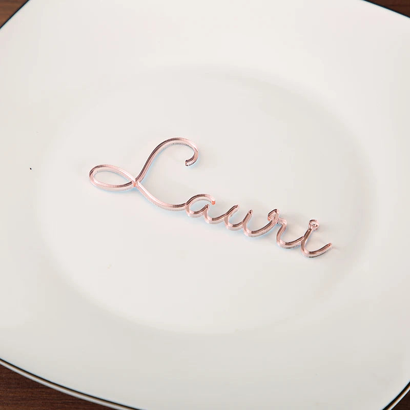 Personalized wedding place table cards Laser cut names Guest names Weddings place card name signs Place settings Bride and Groom