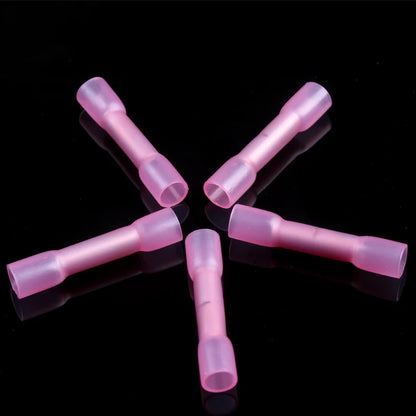 50/200/500pcs Heat Shrink Butt Cable Wire Crimp Connector 0.5-1.5mm2 Electrical Terminals Quick Connector BHT1.25 Red 22-18 AWG