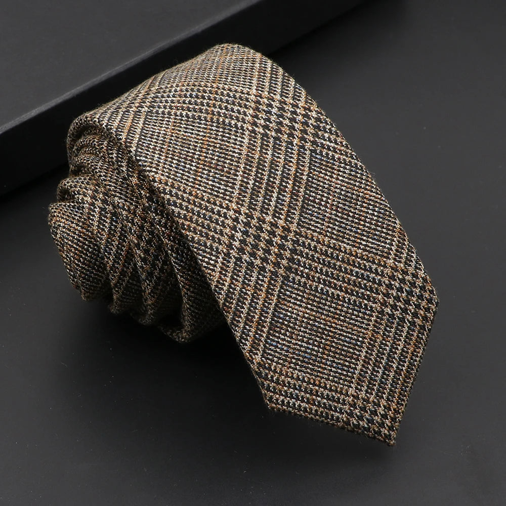 Mens Classic Cotton Ties High Quality Handmade Skinny 6CM Neck Tie Plaid Solid Color Striped Narrow Business Shirt Accessories