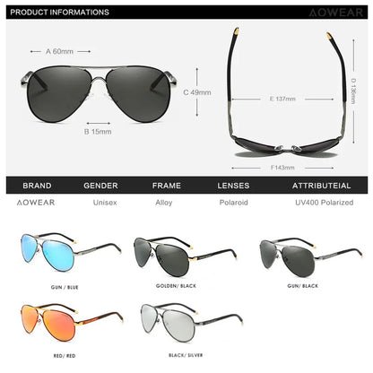 AOWEAR Aviation Polarized Sunglasses Men Driving Mirror Sun Glasses Male Brand Design Classic Pilot Eyewear Oculos Gafas De Sol