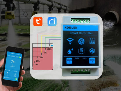 KONLEN Tuya Water Level Sensor WIFI Smart Home Leakage Flood Alarm Controller Meter Pool Vape Tank Flow Detector Leak Protection