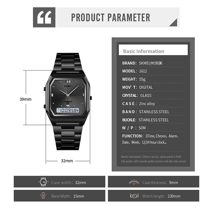 SKMEI Fashion Sport 3Time Chrono Digital Electronic Wristwatch For Men Women Double Display Waterproof Chrono Watch Reloj Hombre