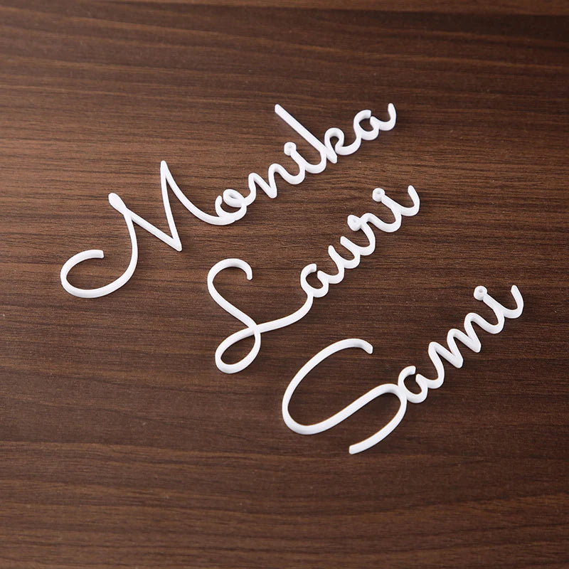 Personalized wedding place table cards Laser cut names Guest names Weddings place card name signs Place settings Bride and Groom