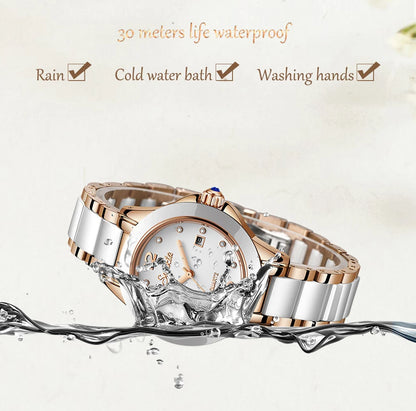 LIGE Brand SUNKTA Fashion Casual Woman Watch Ceramic Simple Bracelet Quartz Ladies Watches Date Waterproof Women's Wristwatches