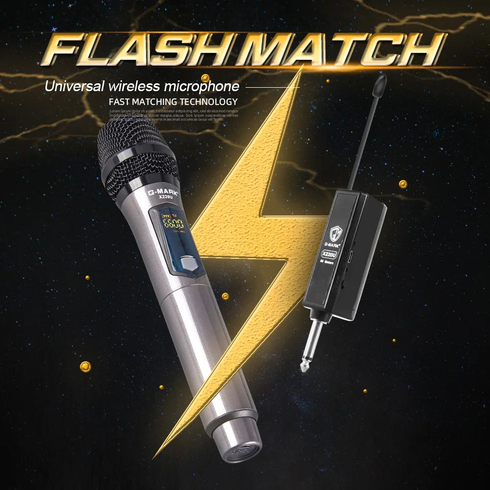 Wireless Microphone G-MARK X220U UHF Karaoke Mic With Rechargeable Lithium Battery Receiver Work 5 Hours For Speakers