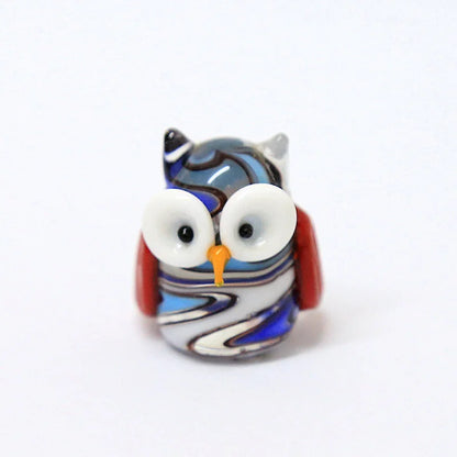 Handmade Mini Glass Owl Craft Figurine Japan Style Cartoon Animal Ornament Gift for Fairy Garden Home Tabletop Decor Accessories