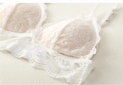 Lace Bra And Panties Set Women Push-Up Bralette Low-Rise Briefs Padded Lingerie Set Female Wireless Underwear Sexy Intimates