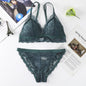 Women Lace Bra And Briefs Set Backless Bralette Solid Color Underwear Wireless Lace Bra Top Sexy Lingerie Set Female Intimates