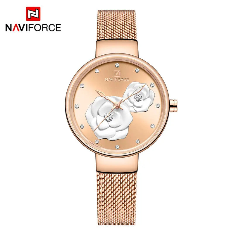 NAVIFORCE Luxury Women Watch Waterproof Dress Wristwatch Stainless Steel Bracelet Strap Elegant Lady Fashion Casual Female Gift