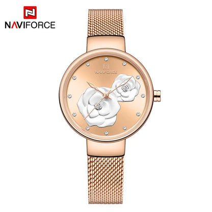 NAVIFORCE Luxury Women Watch Waterproof Dress Wristwatch Stainless Steel Bracelet Strap Elegant Lady Fashion Casual Female Gift