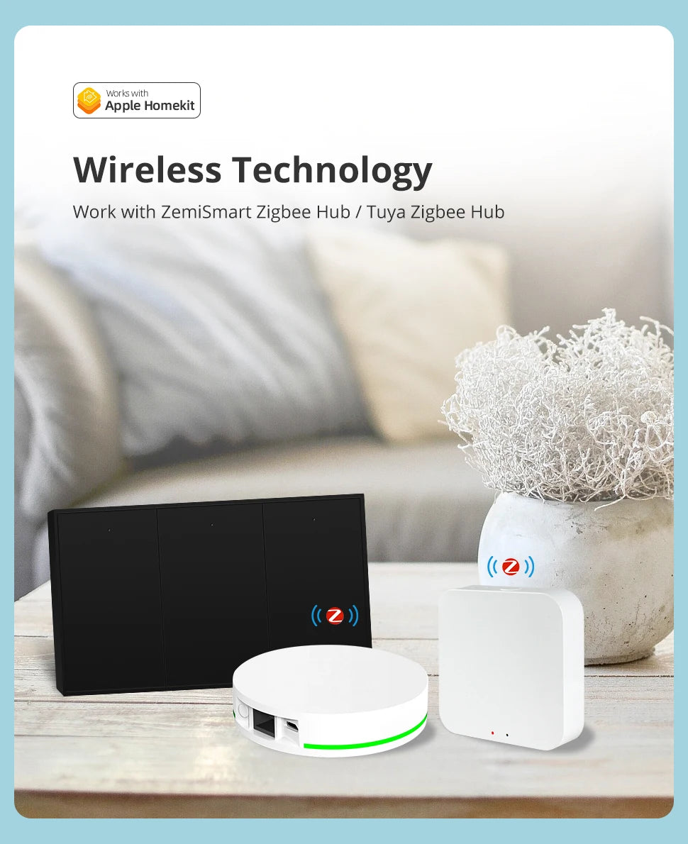 Zemismart Zigbee US AU Wall Light Switch No Neutral 1 2 3 Gangs Black Interruptor Work with Tuya Alexa Google Home Voice