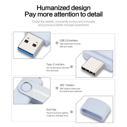 WANSENDA TYPE C USB 3.0 Pendrive Metalowy Pen Drive 512GB 256GB 128GB 64GB 32GB 16GB Pamięć USB 2 W 1 Szybkie Pendrive'y