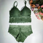 Women Lace Bra And Briefs Set Low Back Bra Crop Top Female Padded Bralette Transparent Solid Color Underwear Sexy Lingerie Set