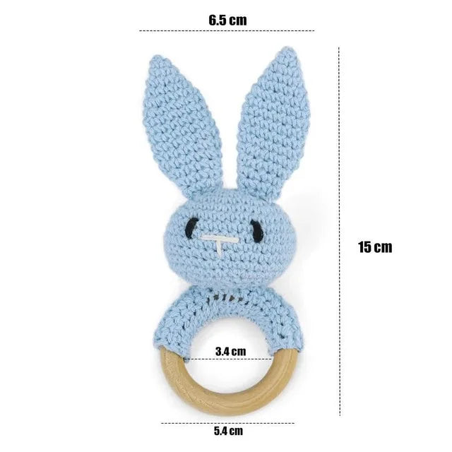 Baby Crochet Animal Rattle Wooden Toys for Children BPA Free Wood Rattle Baby Teether Stroller Game Educational Toy Newborn Gift