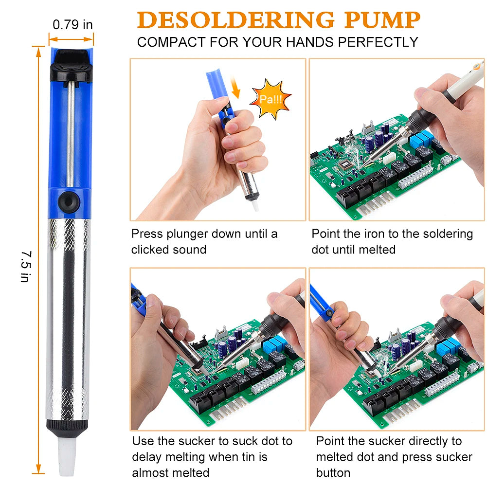 100W Digital Electric Soldering Iron Kit Set 110V/220V Temperature Adjustable Welding Tool Ceramic Heater Soldering Tips Rework