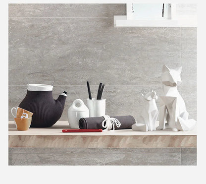 Geometric Fox Sculpture Animal Statues Simple White Abstract Ornaments Modern Home Decorations Interior Ornaments