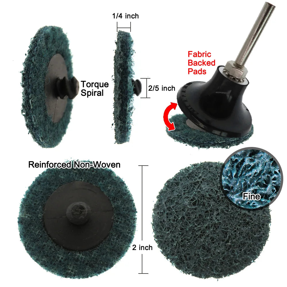 35/46/52PCS 2"Abrasive Disc Sanding Discs Roll Lock Surface Conditioning Discs R-Type Quick Change Disc with1 Disc Pad Holder