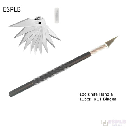 Engraving Non-Slip Metal Scalpel Knife Kit + 50/20/10/5pcs #11 Blades Cutter Craft Knives for Mobile Phone PCB Repair Hand Tools