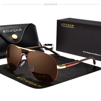 AOWEAR Aviation Polarized Sunglasses Men Driving Mirror Sun Glasses Male Brand Design Classic Pilot Eyewear Oculos Gafas De Sol