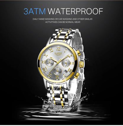 LIGE Women's Watches Ladies Quartz Watch Waterproof Stainless Steel Strap Chronograph Watch for Women Fashion Watch Bracelet Set