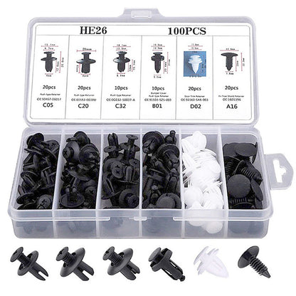 100pcs Trim Panel Retainer Fastener Kit Mixed Auto Fastener Clip Car Body Push Retainer Pin Rivet Bumper Door Car Accessories