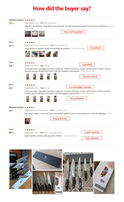 XINZUO 1-5PCS High Quality 3.5+5+8+8+8"  Paring Utility Cleaver Chef Knife Germany 1.4116 Stainless Steel Kitchen Knife Sets
