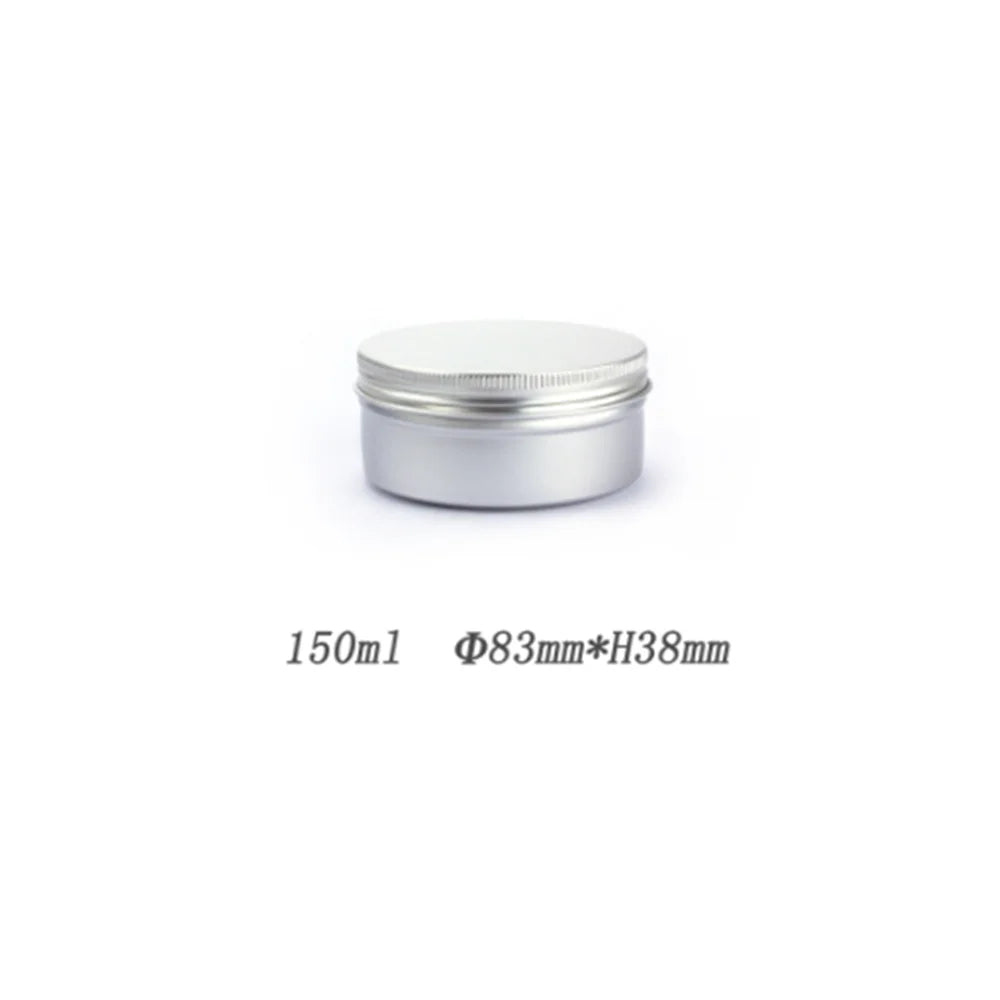 5ml-250ml Cosmetic Aluminum Cans Aluminum Boxes Silver Aluminum Tins Cans Screw Top Round Candle Spice Tins Cans Lid Containers