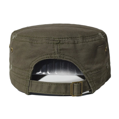Four Seasons Washed Cotton Flat Caps Men Women Military cap Unique Design Vintage Flat Top Hat