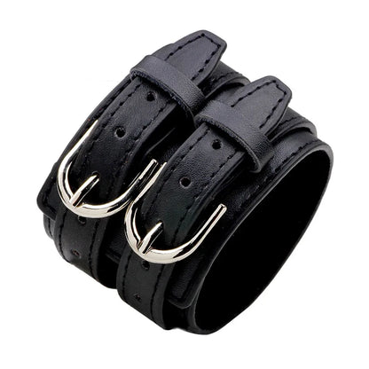 KOTik 2024 New Fashion Genuine Leather Wide Cuff Bangles Punk Vintage Three Layers Wide Black Brown Men Jewelry Bracelets