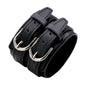 KOTik 2024 New Fashion Genuine Leather Wide Cuff Bangles Punk Vintage Three Layers Wide Black Brown Men Jewelry Bracelets